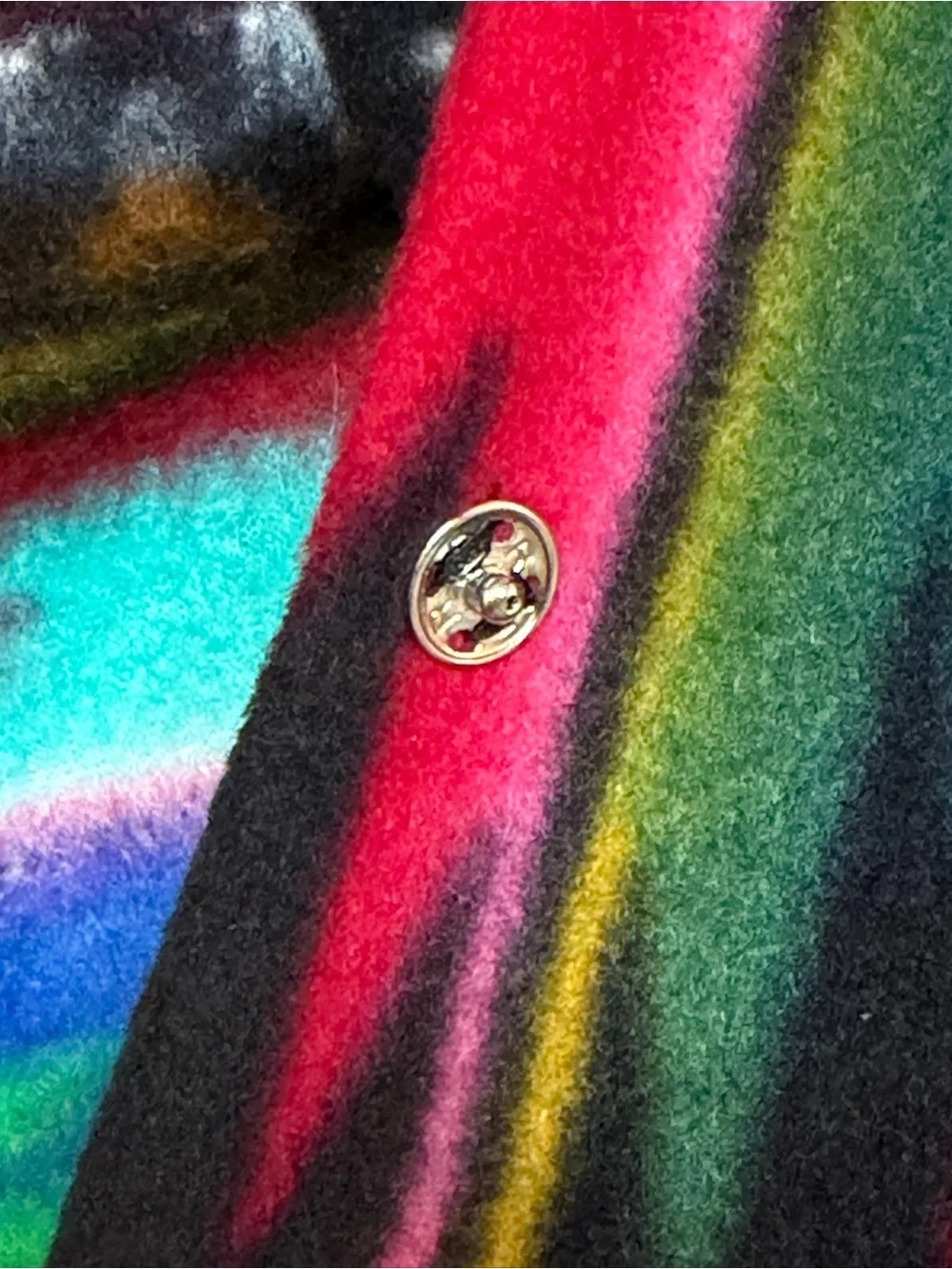 Southwestern Fleece Cape Vest Serape Print Fringe Poncho Shaw One S